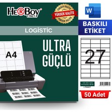 Herboy HB-1027 70 X32,125 mm A4 Baskılı Laser Etiket (50 Adet)