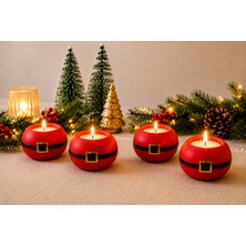Masal Tedarik Noel Baba Temalı Kırmızı Beton Tealight Mum