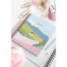 Matt Notebook 19X21 cm Kare Lastikli Spiralli Sert Kapak Not Defteri Kareli