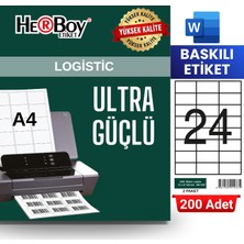 Herboy HB-1037 70 x 37,125 mm A4 Baskılı Laser Etiket (200 Adet)