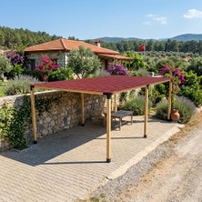 Iahşap Altı Direkli Trapez Sac Kaplı Büyük Boy Pergola