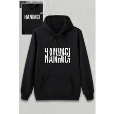 Mevese Lovely Sevgililer Günü Hanımcı Hediye Baskılı Oversize Kapüşonlu Sweatshirt - Siya