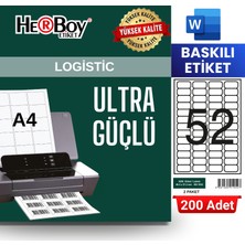 Herboy HB-1052 46,4 x 21,2 mm A4 Baskılı Laser Etiket (200 Adet)