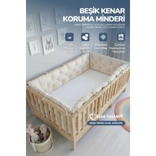 Yasetex Tasarım Beşik Kenar Koruma Minderi %100 Pamuk - Montessori Yatak Uyumlu - Ekru - Buble Soft
