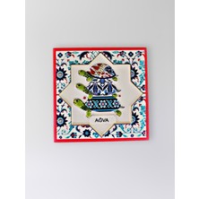 Mundy Ağva Temalı Polyester Kabartmalı Kaplumbağa Desen Magnet  7 x 7 cm – Dekoratif Hediyelik Buzdolabı Süsü  (KOD:1270)