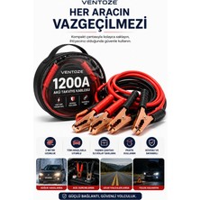 Ventoze 1200A Akü Takviye Kablosu Kalın Saf Bakır Uçlu Oto Araç Bakım Takımı 2 Metre