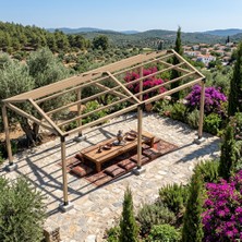 Iahşap Altı Direkli Izmir Çatılı Modern Bahçe Pergola