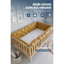 Yasetex Tasarım Beşik Kenar Koruma Minderi %100 Pamuk - Montessori Yatak Uyumlu - Hardal Sarı - Buble Soft