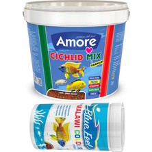 Amore Malawi Ciklet Mix 3kg Kova, Cichlid Colour 1000ML Renklendirme Balık Yemi