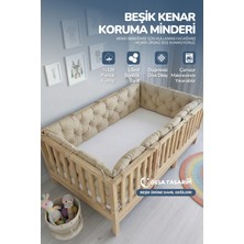 Yasetex Tasarım Beşik Kenar Koruma Minderi %100 Pamuk - Montessori Yatak Uyumlu - Kapiçino - Buble Soft