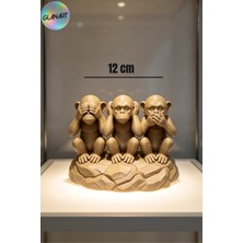 Glanart Hediyelik 3 Boyutlu Üç Maymunmasa Üstü Biblo Obje (3d Filamet ) 1 Adet