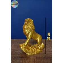 Glanart Hediyelik 3 Boyutlu Aslan Figürlü Masa Üstü Biblo Obje (3d Filamet )  Metalik Sarı 1 Adet