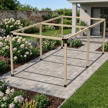 Iahşap Altı Direkli Büyük Boy Bahçe Pergola Sistemi - Çelik Braketli