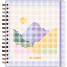 Matt Notebook 19X21 cm Kare Lastikli Spiralli Sert Kapak Not Defteri Kareli