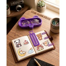 3 Elma Tasarım Atölyesi 3 Elma Tasarım/çocuk-Yetişkin Tatlış Hediyelik Set-Kitap Ayracı-Ataş-Ayıcıklı Dekoratif Kap