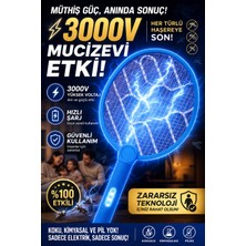 Empressco Mavi LED Elektrikli Sinek Öldürücü Raket, Şarjlı, 3000V, Hafif ve Pratik