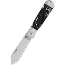QSP Knife Qsp Jumping Jack | Siyah-Beyaz Reçine Sap | 14C28N Çelik Çakı | QS167-C