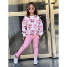 Uslu Kids Kız Çocuk  Kalpli Pembe Eşofman Takımı