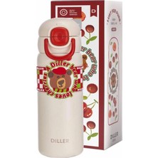 Diller D9238 Sevimli Ayıcık Çift Kapaklı Çelik Termos 600 ml 2 Adet