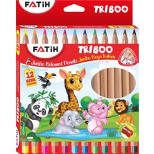 Fatih Tribo Jumbo Kuru Boya 12 Renk Üçgen 2 Adet Kalem Parlak Renklerle Eğlenceli Çizimler