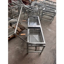 Altın Makina Çift Bölmeli Krom Çevirmeli Katlanabilir Kollu Kömürlü Mangal 30X100 cm 4 Kademeli
