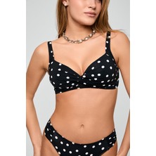 Kom Kadın Siyah Puan Desenli Kaplı Telsiz Toparlayıcı Bikini Takımı