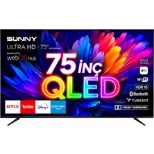 Sunny SN75QMN 75" 190 Ekran Dahili Uydu Alıcılı 4K Ultra Hd Smart QLED Tv