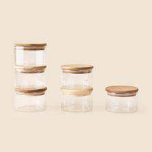 MİEN 6'lı Boroslikat Cam Saklama Kabı Seti - Kahverengi - 300 ml