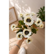 İliva Yapay Beyaz Gerbera Çiçeği Demeti Dekoratif Çiçek Buketi Ev Ofis Vazo Süsleme Aranjmanı 41 cm