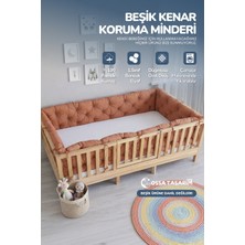 Yasetex Tasarım Beşik Kenar Koruma Minderi %100 Pamuk - Montessori Yatak Uyumlu - Kiremit - Buble Soft