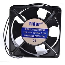 CTR Ticaret Tidar 120X120X38 mm 220V Ac Metal Kasa Kare Soğutma Fanı 0.14A - 12 cm Kalın Tip Plastik Kanatlı Aksiyel Fan