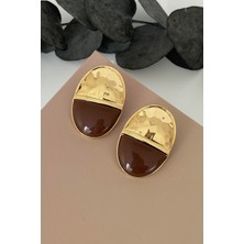 Nuva Atelier Kahverengi Terra Küpe