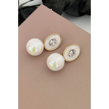 Nuva Atelier Aura Frame Beyaz Küpe