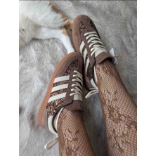 Evlium Adidas Handball Spezial Glitter Kahverengi Kadın Spor Ayakkabı