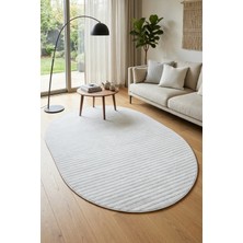 Bonny Home Modern Dekoratif Oval Salon Yatak Odası Halısı Iskandinav Desenli Şık Kaymaz Taban Gri Viora - 7035