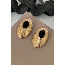 Nuva Atelier Strata Gold Siyah Küpe