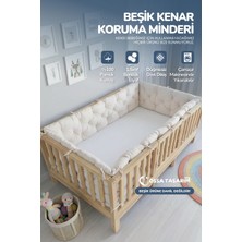 Yasetex Tasarım Beşik Kenar Koruma Minderi %100 Pamuk - Montessori Yatak Uyumlu - Kırık Beyaz - Buble Soft