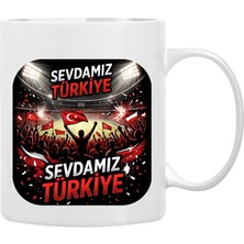 Kırmızı-Beyaz Özel Grafik Baskılı Kupa Bardak