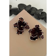 Nuva Atelier Crimson Bloom Kahverengi Küpe