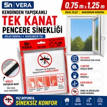 5N Vera Kendinden Yapışkanlı Tek Kanat Pencere Sinekliği 75X125 cm Yırtılmaya Dayanıklı Beyaz Tül
