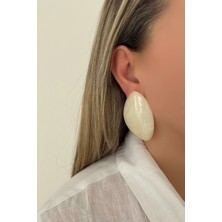Nuva Atelier Smooth Beyaz Küpe