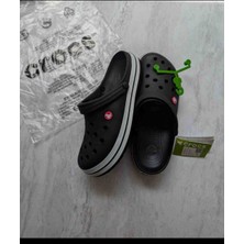 Evlium Crocs Crocband Clog Siyah / Beyaz Şeritli Günlük Erkek Terlik