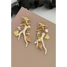 Nuva Atelier Ocean Charms Beyaz Küpe