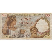 Banknoting Fransa 100 Frank 1940 Iğne Delikleri ve Kenarlarda Ufak Yırtıklar Var Temiz+