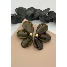 Nuva Atelier Yeşil Çiçek Motifli Küpe