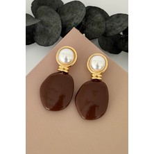 Nuva Atelier Opal Kahverengi Küpe