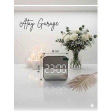 Atay Garage Dijital Siyah Saat, Masa Saati, Aynalı Saat, LED Masa Saati, Çalar Saat, Alarmlı Saat, Dekoratif Saat, Modern Saat, Ev Dekorasyonu, Ofis Saati Masaüstü Dijital Saat