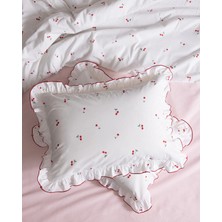 Flamingo Home Collections Fanny Çift Kişilik %100 Pamuk Fırfırlı Çarşaflı Baskılı Nevresim Takımı - Beyaz/kırmızı