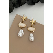 Nuva Atelier Sea Star Beyaz Küpe