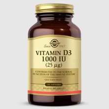Solgar 100 Yumuşak Kapsül Vitamin D3 1000 IU 25 Mcg Bağışıklık Destekleyici Takviye